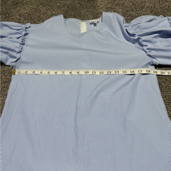 Women's DRA Blue White Stripes Long Sleeve bell Sleeves Blouse Shirt size xs - Picture 14 of 16